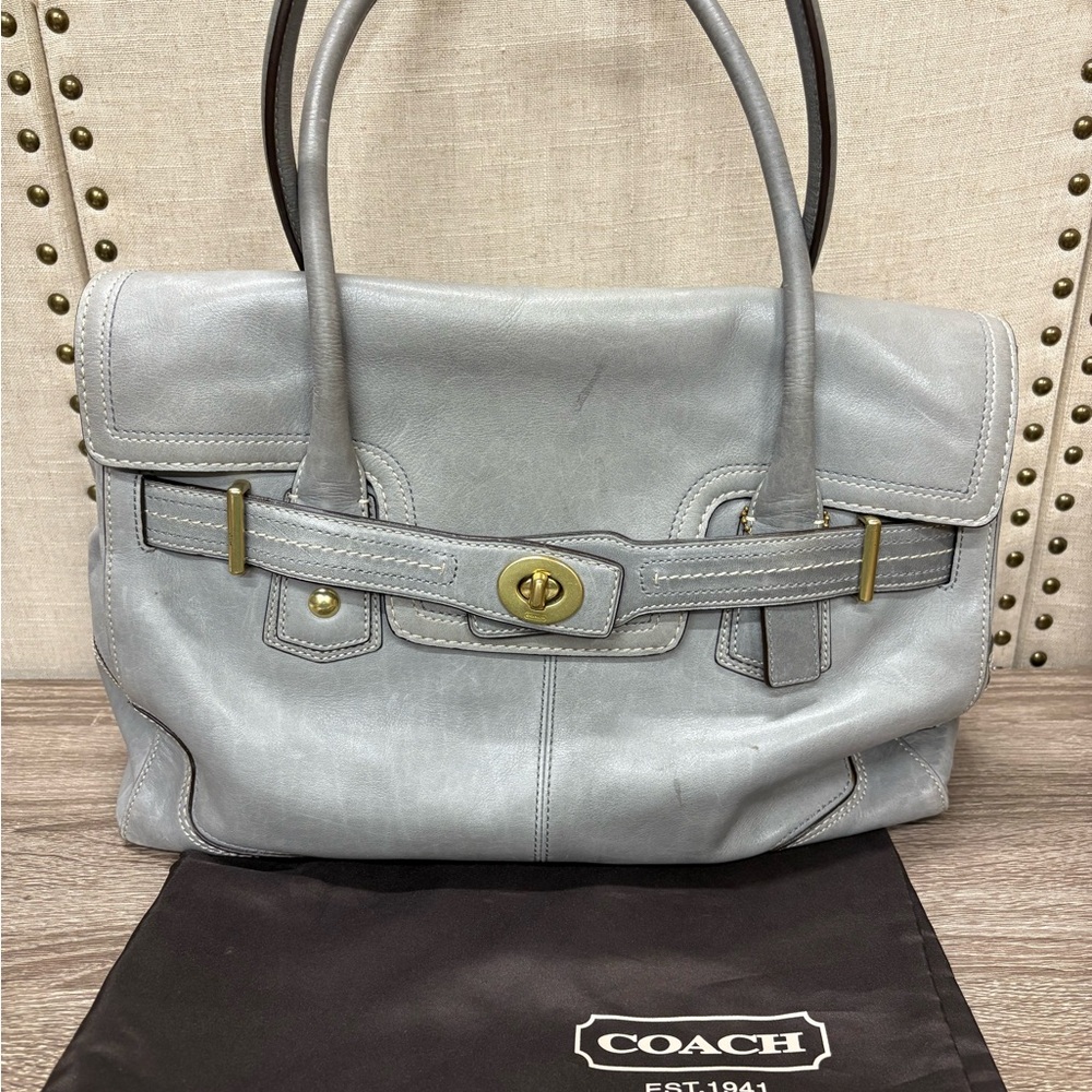 Coach Gray Hampton Leather Satchel with Dust Bag 2461